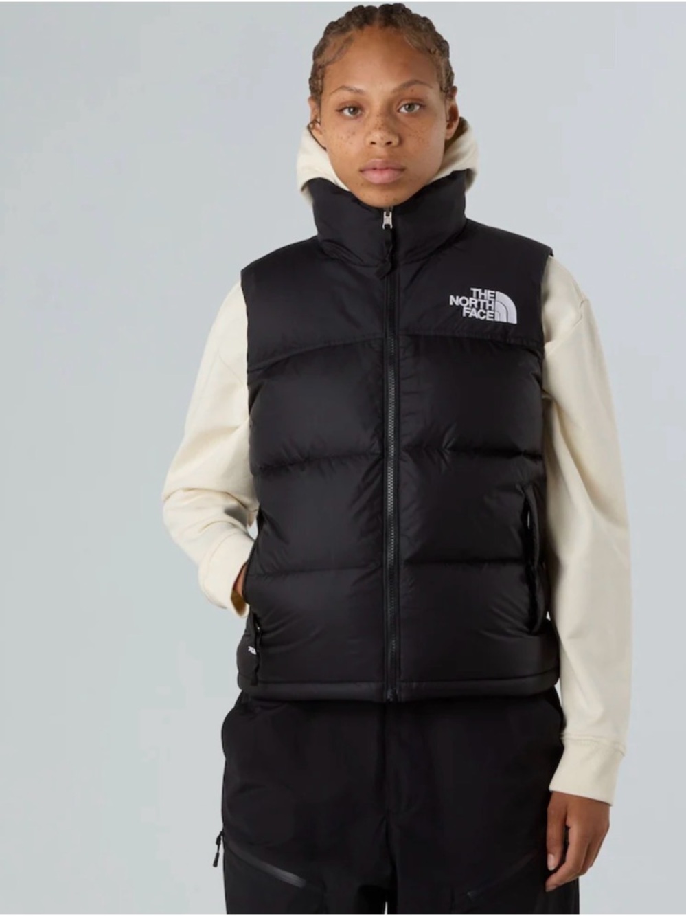 The North Face Black Puffer Vest with High Collar